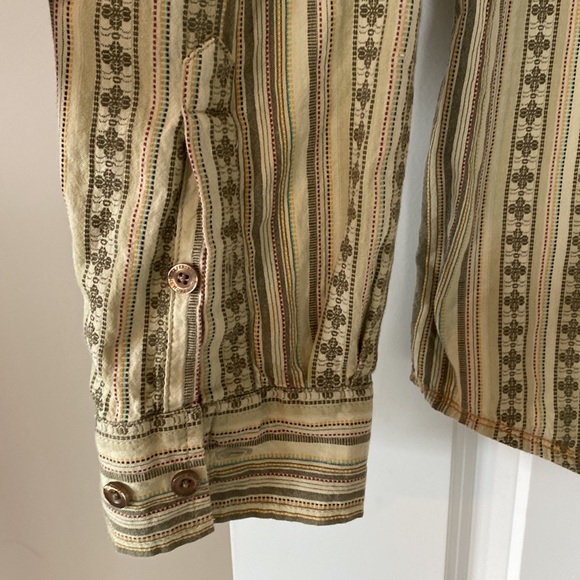 Prana Breathe Organic Cotton Striped, Embroidered Shirt w Pocket + MEASUREMENTS - Picture 5 of 11